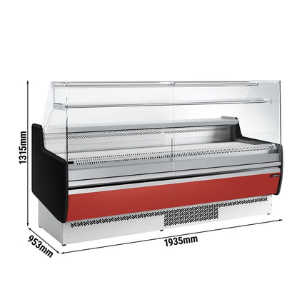 GGM Gastro Serve Over Counter - 1935mm - front and sides glass, rear open - capacity 213 litres - red front panel