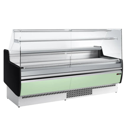 GGM Gastro Serve Over Counter - 1935mm - front and sides glass, rear open - capacity 213 litres - front panel light green