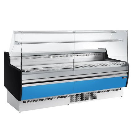GGM Gastro Serve Over Counter - 1935mm - front and sides glass, rear open - capacity 213 litres - front panel light blue