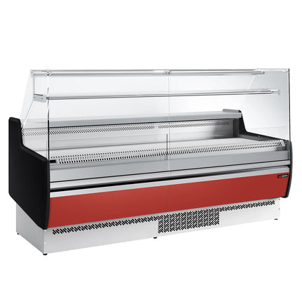 GGM Gastro Serve Over Counter - 1935mm - front and sides glass, rear open - capacity 213 litres - red front panel