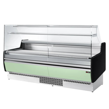 GGM Gastro Serve Over Counter - 1935mm - front and sides glass, rear open - capacity 213 litres - front panel light green