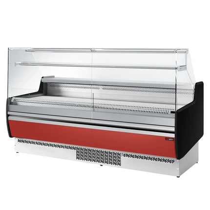 GGM Gastro Serve Over Counter - 1935mm - front and sides glass, rear open - capacity 213 litres - red front panel