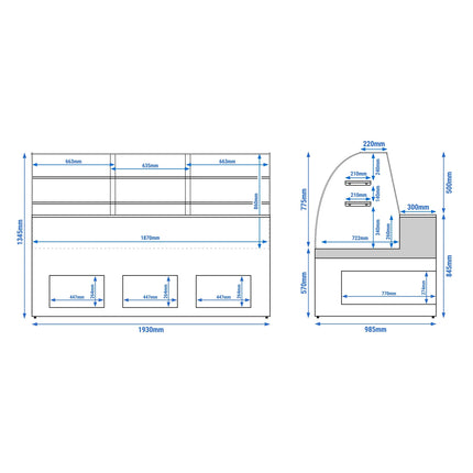 GGM Gastro Serve Over Counter - 1935mm - with 3 doors - capacity 327 litres