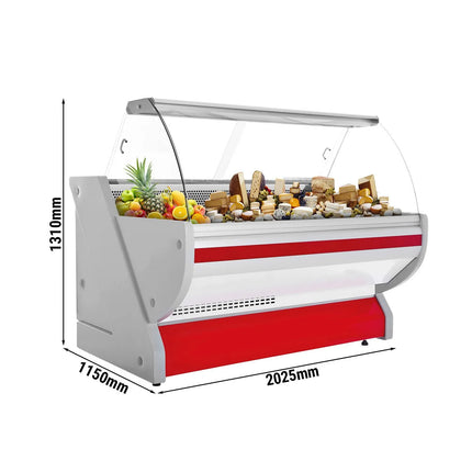 GGM Gastro Serve Over Counter - 2025x1150mm - curved front glass - granite worktop - red front - capacity 400 litres