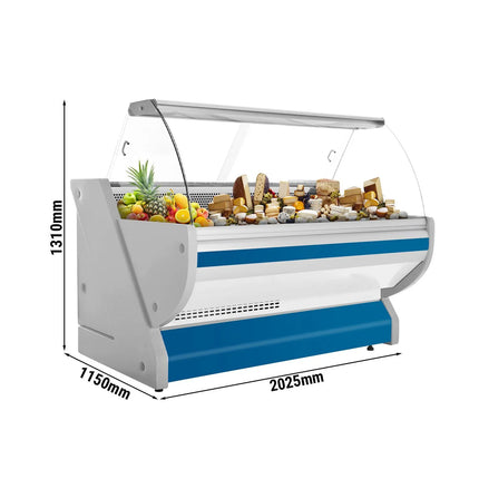 GGM Gastro Serve Over Counter - 2025x1150mm - curved front glass - granite worktop - blue front - capacity 400 litres