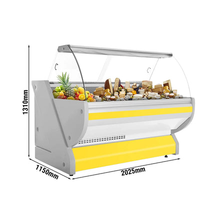 GGM Gastro Serve Over Counter - 2025x1150mm - curved front glass - granite worktop - yellow front - capacity 400 litres