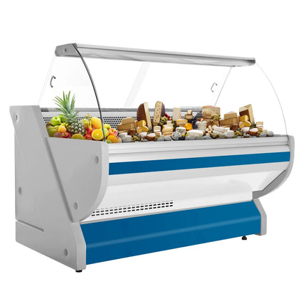 GGM Gastro Serve Over Counter - 2025x1150mm - curved front glass - granite worktop - blue front - capacity 400 litres