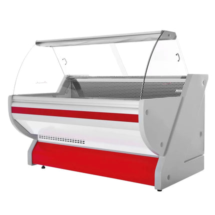 GGM Gastro Serve Over Counter - 2025x1150mm - curved front glass - granite worktop - red front - capacity 400 litres