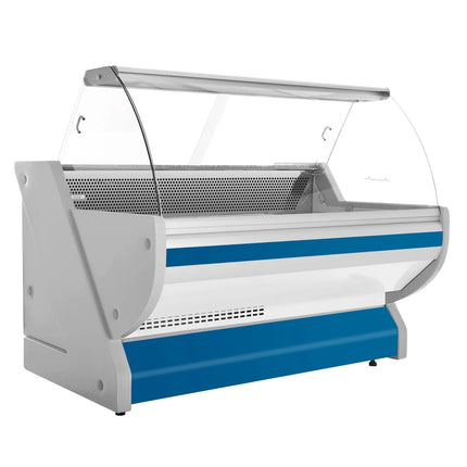 GGM Gastro Serve Over Counter - 2025x1150mm - curved front glass - granite worktop - blue front - capacity 400 litres