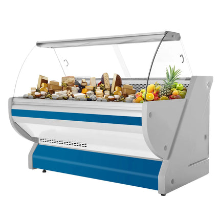 GGM Gastro Serve Over Counter - 2025x1150mm - curved front glass - granite worktop - blue front - capacity 400 litres