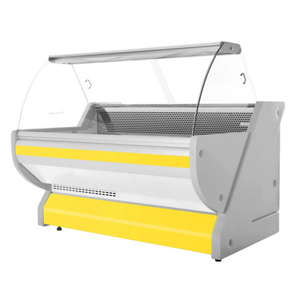 GGM Gastro Serve Over Counter - 2025x1150mm - curved front glass - granite worktop - yellow front - capacity 400 litres