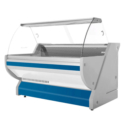 GGM Gastro Serve Over Counter - 2025x1150mm - curved front glass - granite worktop - blue front - capacity 400 litres