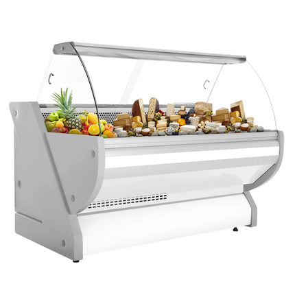 GGM Gastro Serve Over Counter - 2025x1150mm - granite worktop - capacity 400 litres - white front - curved front glass