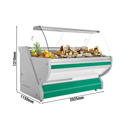 GGM Gastro Serve Over Counter - 2025x1150mm - granite worktop - green front - capacity 400 litres - curved front glass