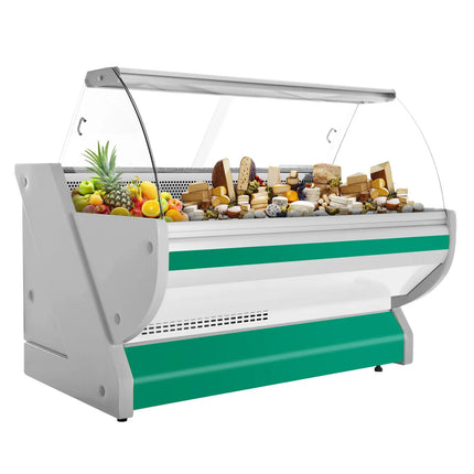 GGM Gastro Serve Over Counter - 2025x1150mm - granite worktop - green front - capacity 400 litres - curved front glass