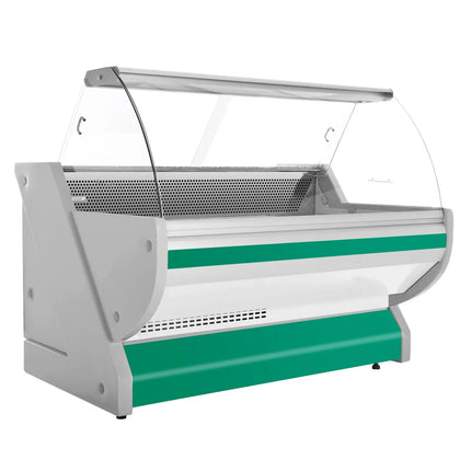 GGM Gastro Serve Over Counter - 2025x1150mm - granite worktop - green front - capacity 400 litres - curved front glass