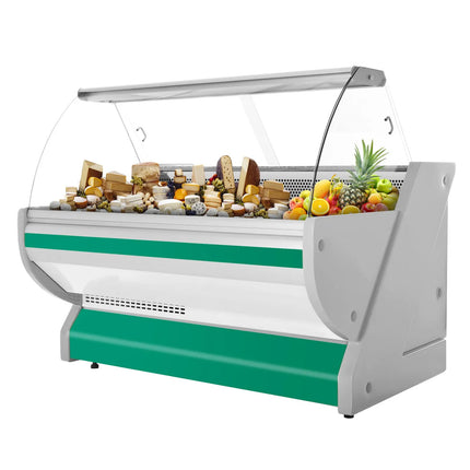 GGM Gastro Serve Over Counter - 2025x1150mm - granite worktop - green front - capacity 400 litres - curved front glass