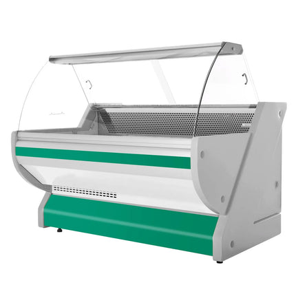 GGM Gastro Serve Over Counter - 2025x1150mm - granite worktop - green front - capacity 400 litres - curved front glass