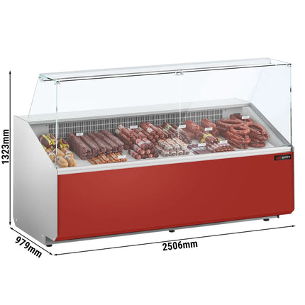 GGM Gastro Serve Over Counter - 2506mm - double-glazed glass - front panel red - capacity 512 litres