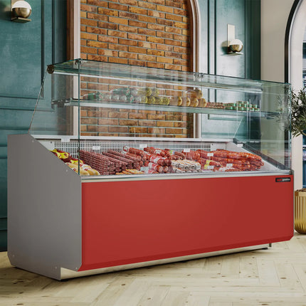 GGM Gastro Serve Over Counter - 2506mm - double-glazed glass - front panel red - capacity 512 litres