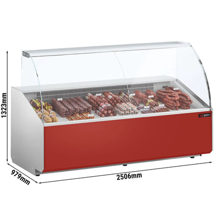 GGM Gastro Serve Over Counter - 2506x979mm - double-glazed glass - front panel red - capacity 512 litres