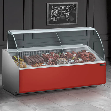 GGM Gastro Serve Over Counter - 2506x979mm - double-glazed glass - front panel red - capacity 512 litres