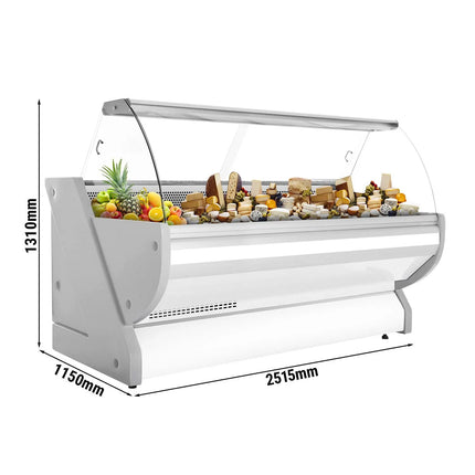 GGM Gastro Serve Over Counter - 2515x1150mm - curved front glass - granite worktop - capacity 500 litres - white front