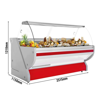 GGM Gastro Serve Over Counter - 2515x1150mm - curved front glass - granite worktop - red front - capacity 500 litres