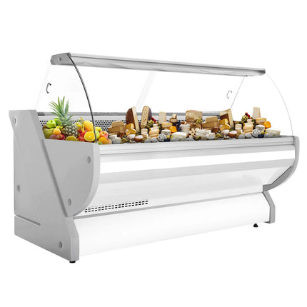 GGM Gastro Serve Over Counter - 2515x1150mm - curved front glass - granite worktop - capacity 500 litres - white front