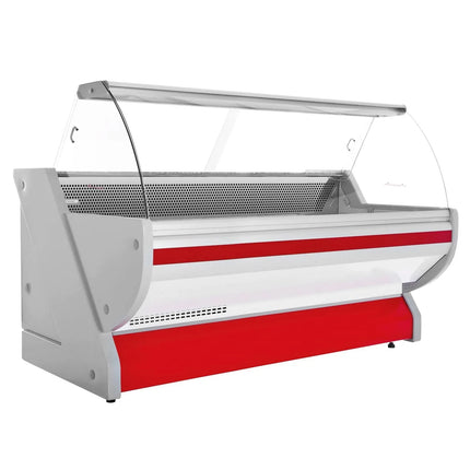 GGM Gastro Serve Over Counter - 2515x1150mm - curved front glass - granite worktop - red front - capacity 500 litres