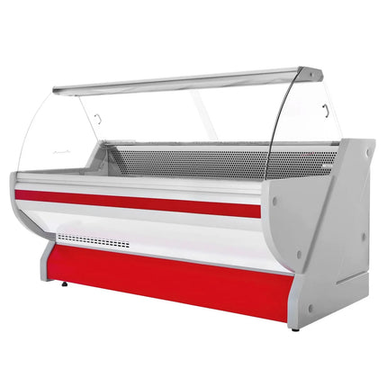 GGM Gastro Serve Over Counter - 2515x1150mm - curved front glass - granite worktop - red front - capacity 500 litres