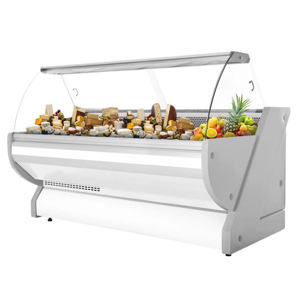 GGM Gastro Serve Over Counter - 2515x1150mm - curved front glass - granite worktop - capacity 500 litres - white front