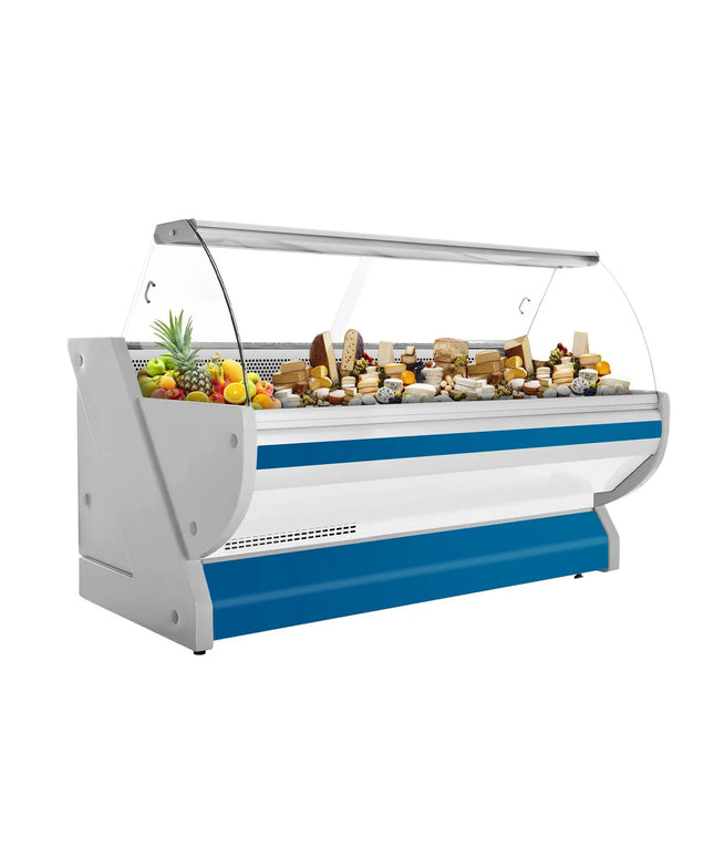 GGM Gastro Serve Over Counter - 2515x1150mm - granite worktop - blue front - curved front glass - capacity 500 litres
