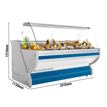 GGM Gastro Serve Over Counter - 2515x1150mm - granite worktop - blue front - curved front glass - capacity 500 litres