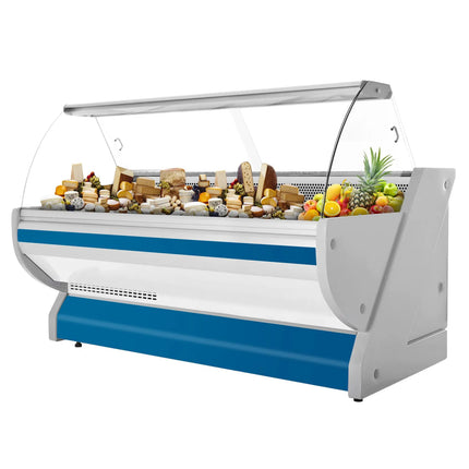 GGM Gastro Serve Over Counter - 2515x1150mm - granite worktop - blue front - curved front glass - capacity 500 litres