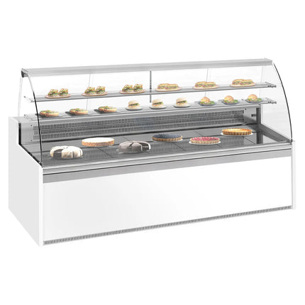 GGM Gastro Serve Over Counter - 2560x985mm - with 4 doors - capacity 430 litres - curved front glass - LED lighting