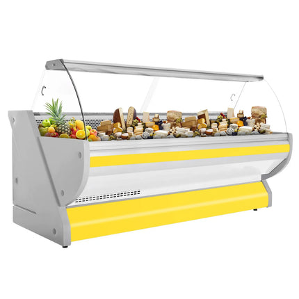 GGM Gastro Serve Over Counter - 2965x1150mm - curved front glass - granite worktop - yellow front - capacity 570 litres