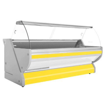 GGM Gastro Serve Over Counter - 2965x1150mm - curved front glass - granite worktop - yellow front - capacity 570 litres