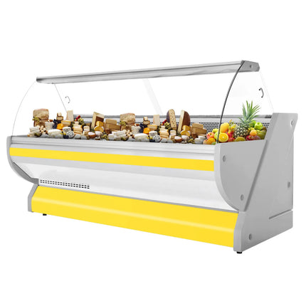 GGM Gastro Serve Over Counter - 2965x1150mm - curved front glass - granite worktop - yellow front - capacity 570 litres
