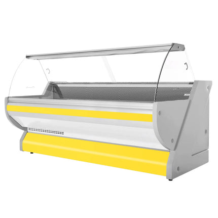 GGM Gastro Serve Over Counter - 2965x1150mm - curved front glass - granite worktop - yellow front - capacity 570 litres