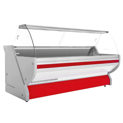 GGM Gastro Serve Over Counter - 2965x1150mm - granite worktop - front panel red - capacity 570 litres - curved front glass