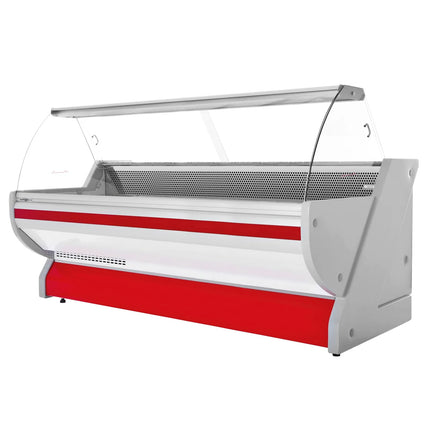 GGM Gastro Serve Over Counter - 2965x1150mm - granite worktop - front panel red - capacity 570 litres - curved front glass