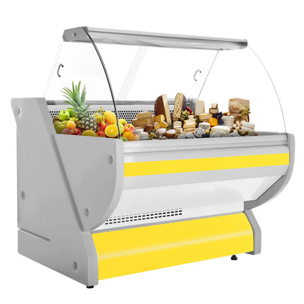 GGM Gastro Serve Over Counter - 990x1150mm - curved front glass - granite worktop - yellow front - capacity 250 litres