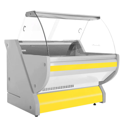 GGM Gastro Serve Over Counter - 990x1150mm - curved front glass - granite worktop - yellow front - capacity 250 litres
