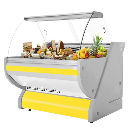 GGM Gastro Serve Over Counter - 990x1150mm - curved front glass - granite worktop - yellow front - capacity 250 litres
