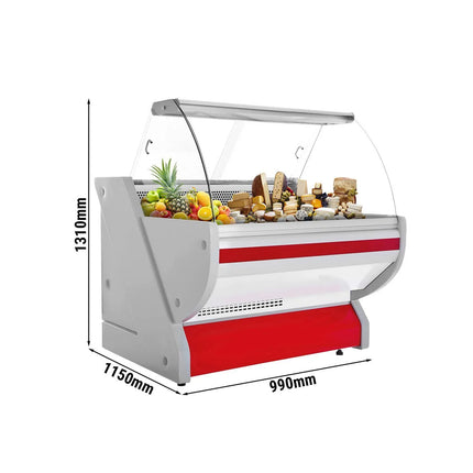 GGM Gastro Serve Over Counter - 990x1150mm - granite worktop - front panel red - capacity 250 litres - curved front glass