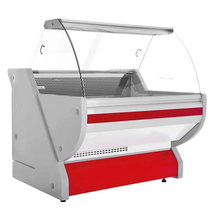 GGM Gastro Serve Over Counter - 990x1150mm - granite worktop - front panel red - capacity 250 litres - curved front glass