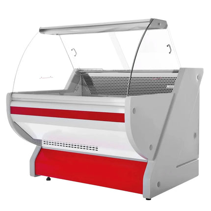 GGM Gastro Serve Over Counter - 990x1150mm - granite worktop - front panel red - capacity 250 litres - curved front glass