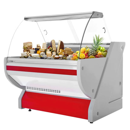 GGM Gastro Serve Over Counter - 990x1150mm - granite worktop - front panel red - capacity 250 litres - curved front glass