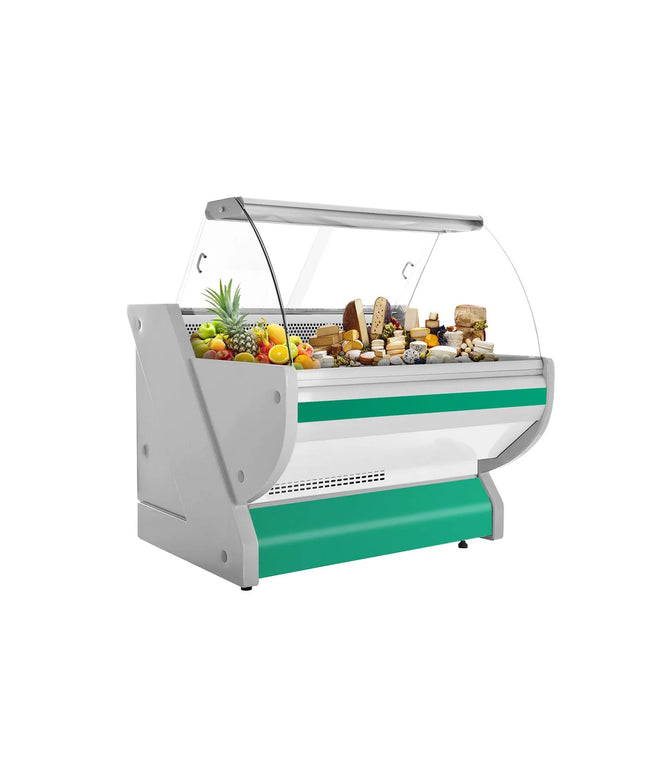 GGM Gastro Serve Over Counter - 990x1150mm - green front - granite worktop - capacity 250 litres - curved front glass